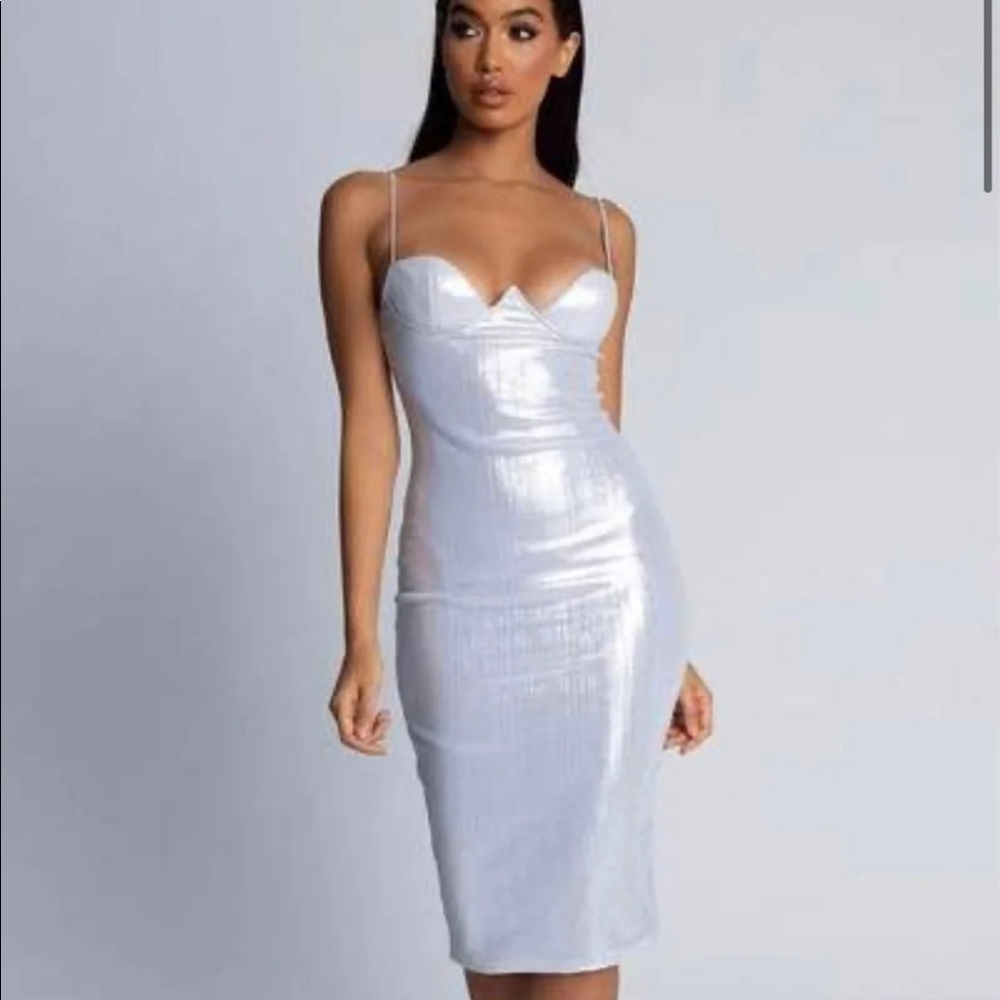Meshki Loli Metallic Cupped Dress - Silver M